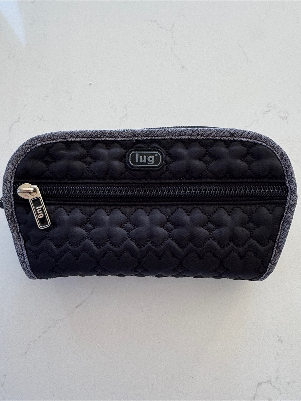 LUG Black Quilted Jewlery Organizer with Front Zip Pocket NWOT